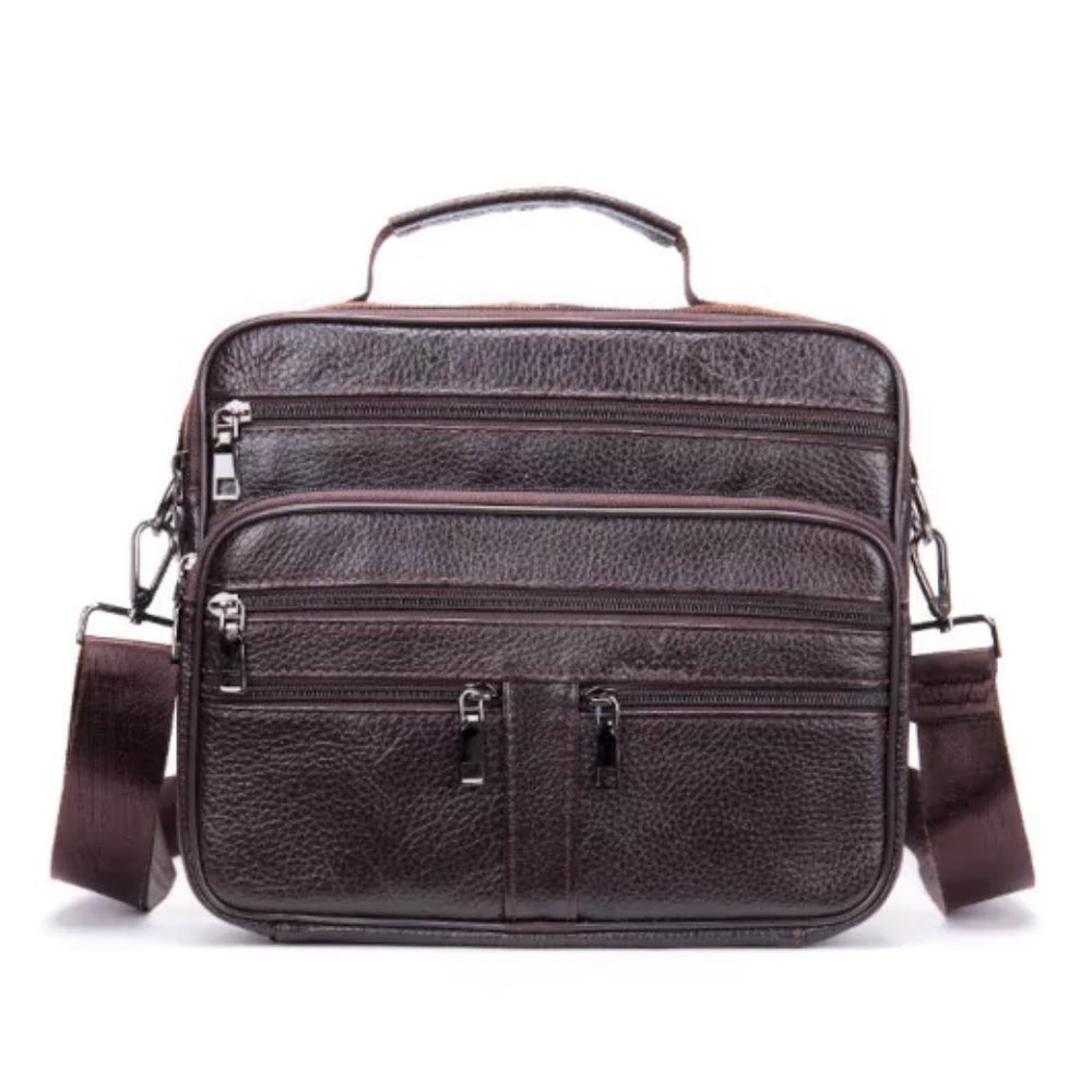 Noblag Milo Classic Active Style Men's Coffee Leather Messenger Crossbody Bags